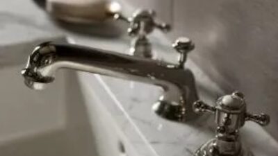 Silver chrome bathroom faucet