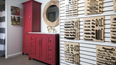 Inspirations Studio cabinent hardware demo wall