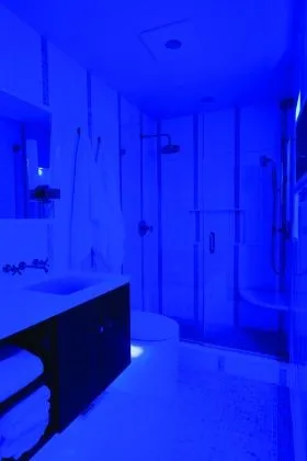 Bathroom with blue light